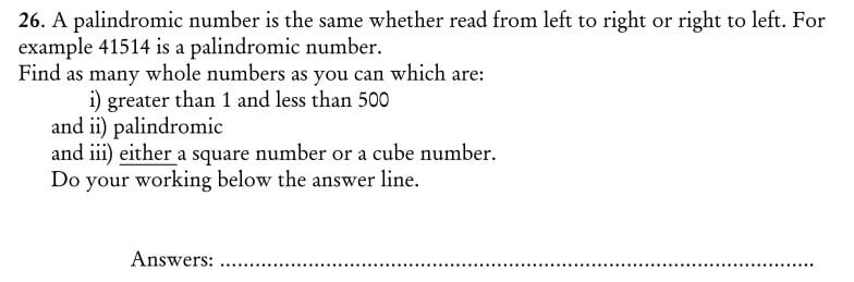 A palindromic number is the same whether read from left to right or right to left question