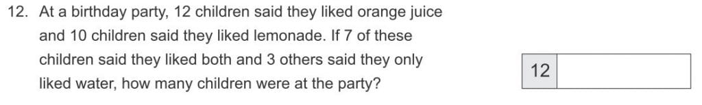 At a birthday party, 12 children said they liked orange juice question