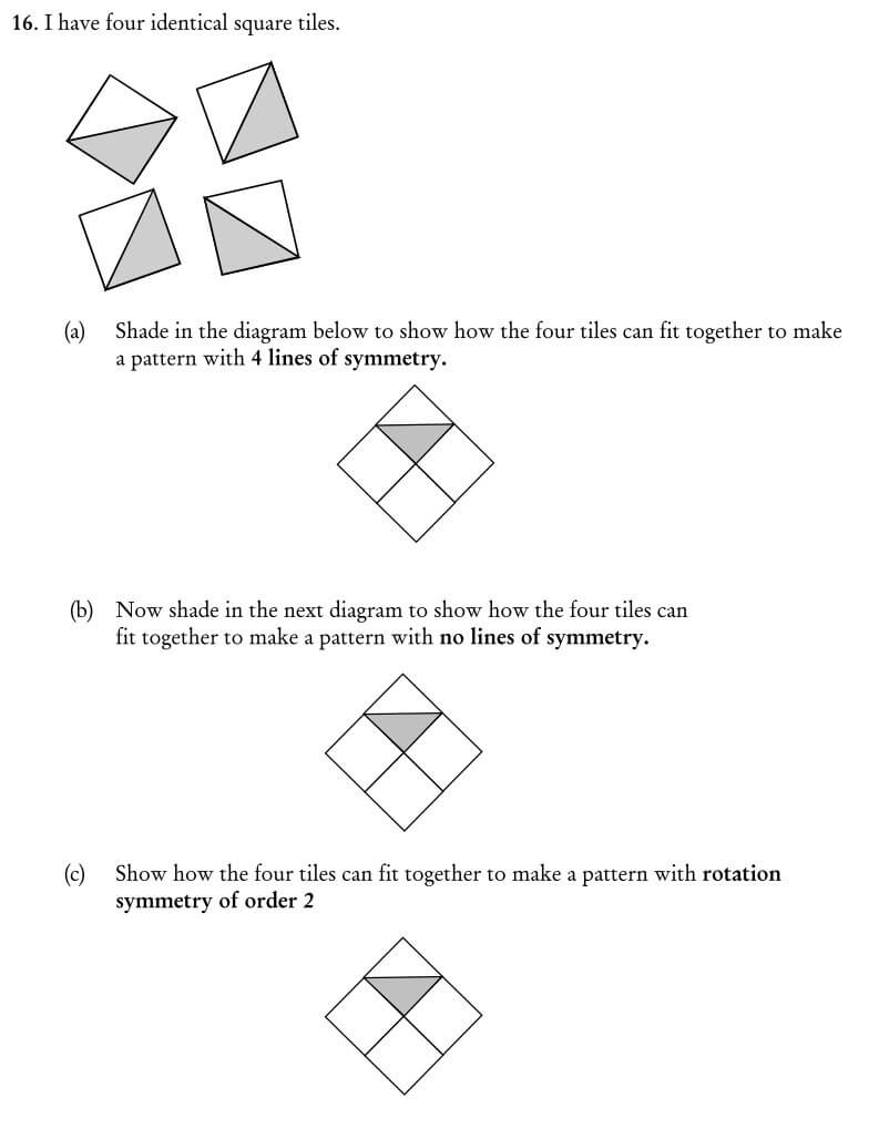 I have four identical square tiles question