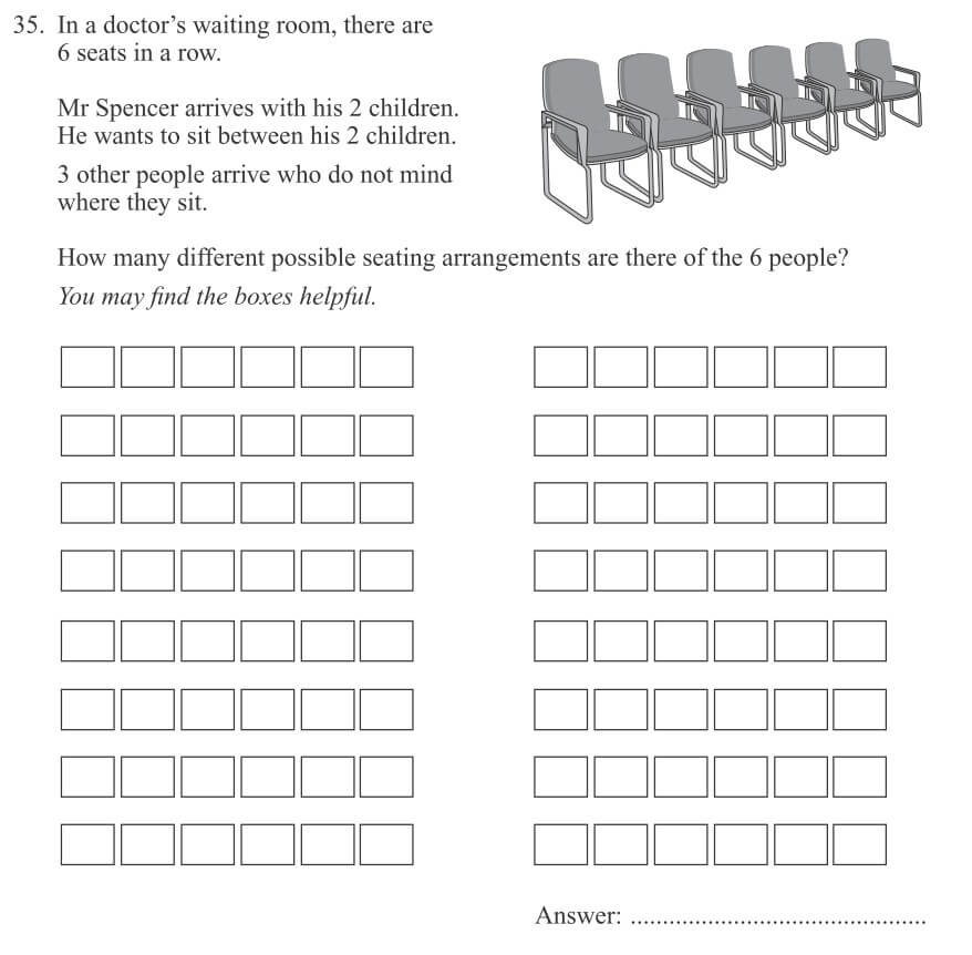 In a doctor%u2019s waiting room, there are 6 seats in a row question