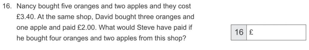 Nancy bought five oranges and two apples question