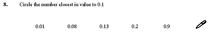 Circle the number closest in value to 0.1 question