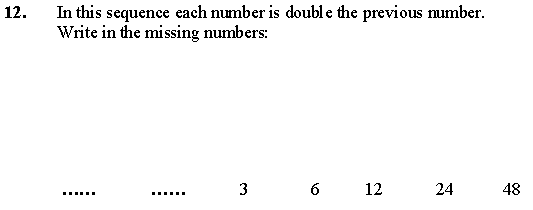 In this sequence each number question