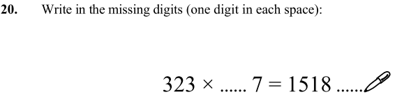 Write in the missing digits question