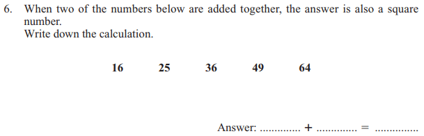 Addition and Square Numbers