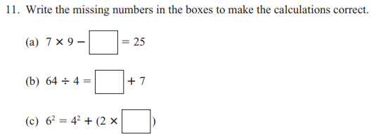 Addition, Multiplication, Division and Square Numbers