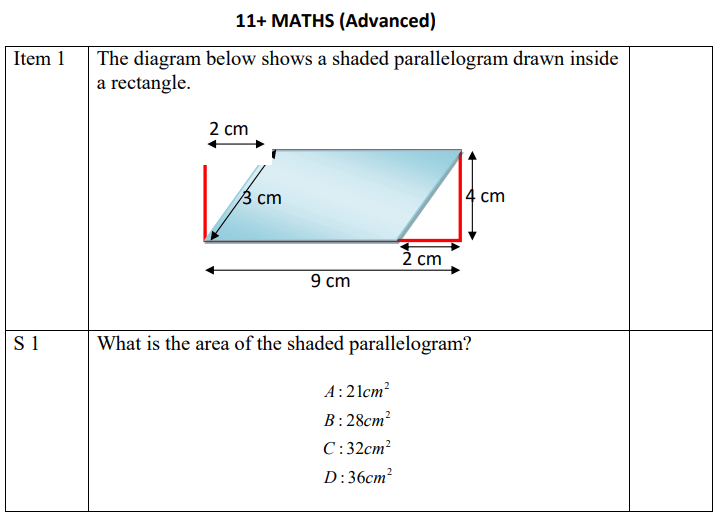Parallelogram, Area, Rectangle and Triangle