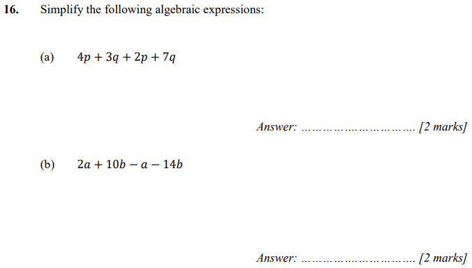 3 exam maths sec papers Questions Collected 11 Simplifying papers From expressions