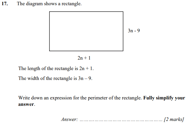 Rectangle, Perimeter and Simplifying expression