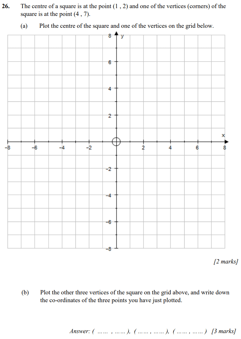 Rotational Symmetry, Coordinates, Square