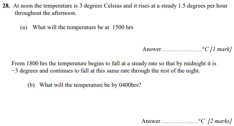 Linear Equations, temperature