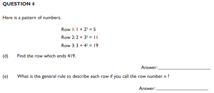 Square Numbers, Number Patterns & Sequences and Addition