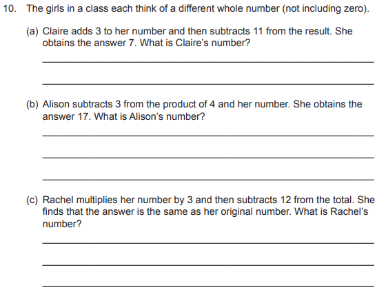 Linear Equations, Word Problems and Numbers