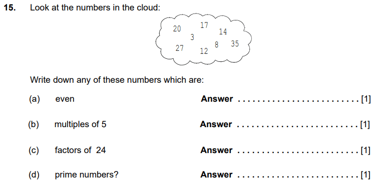 Even Numbers, Multiples, Factors and Prime Numbers