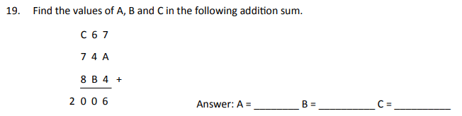 Addition and Logical Questions