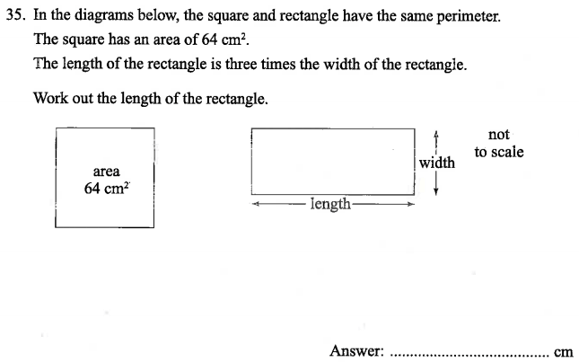 Squares, Area and Perimeter, Geometry, Rectangle, Algebra Dependent Problems, Algebra