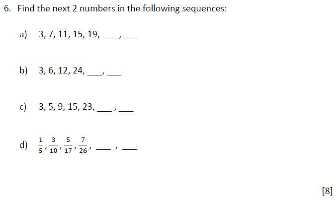 Number Patterns & Sequences and Fractions