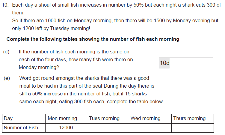 Percentages, Table and Word Problems