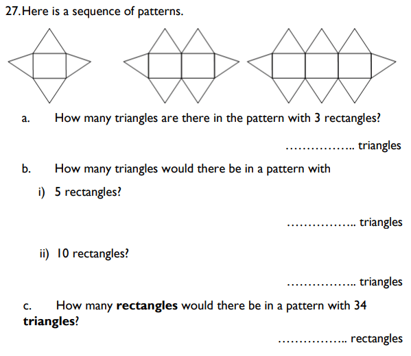 Algebra, Linear equations, Patterns and Sequences