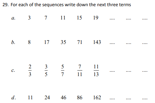 Numbers, fractions, Number Patterns and Sequences