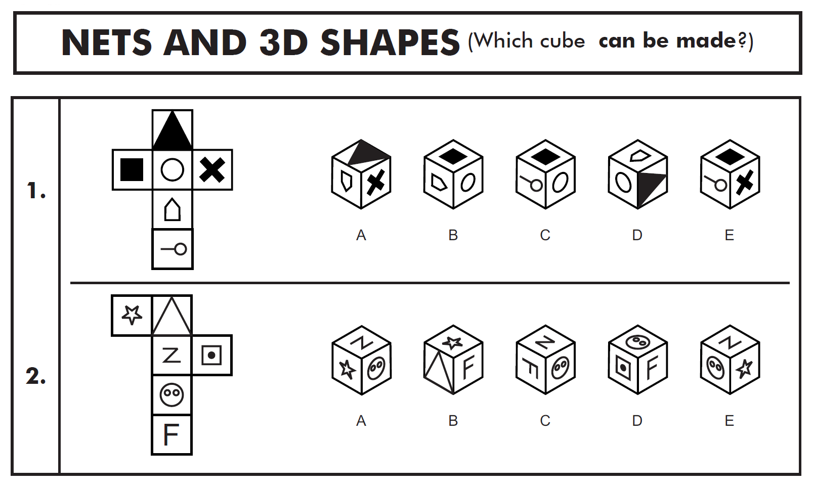 11 Plus Non-verbal Reasoning Nets and 3D shapes Paper 1 ...