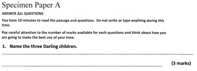 11 plus Dulwich College English Specimen Paper – A Question 01