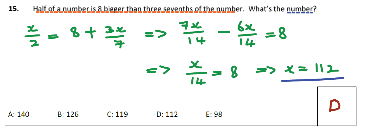 11 plus Latymer Upper School Maths Sample Paper 1 - 2020 Answer 15