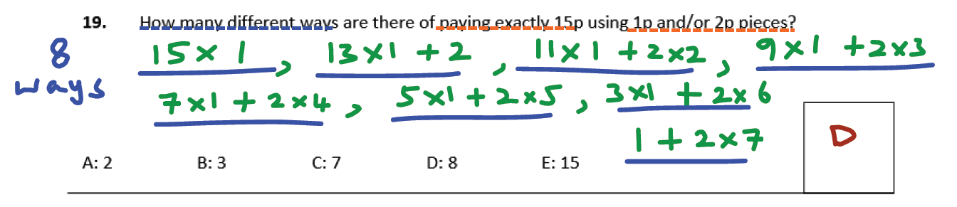 11 plus Latymer Upper School Maths Sample Paper 1 - 2020 Answer 19