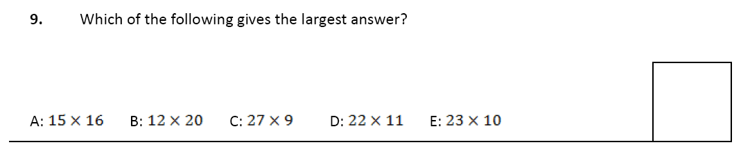 11 plus Latymer Upper School Maths Sample Paper 1 - 2020 Question 09