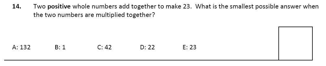 11 plus Latymer Upper School Maths Sample Paper 1 - 2020 Question 14