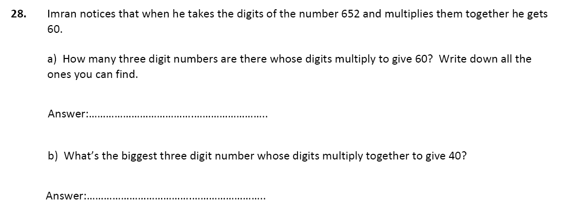 11 plus Latymer Upper School Maths Sample Paper 1 - 2020 Question 28