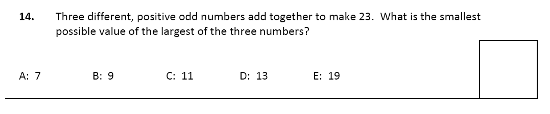 11 plus Latymer Upper School Maths Sample Paper 2 - 2020 Question 14