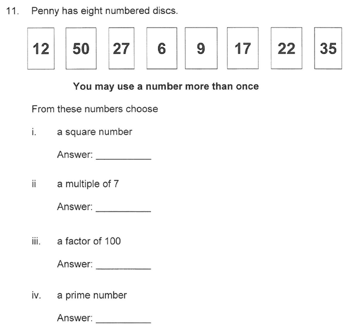 Solihull School - 10 Plus Maths Sample Paper 1 Question 18