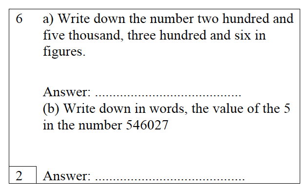 Trinity School - 10 Plus Maths Practice Paper Question 06