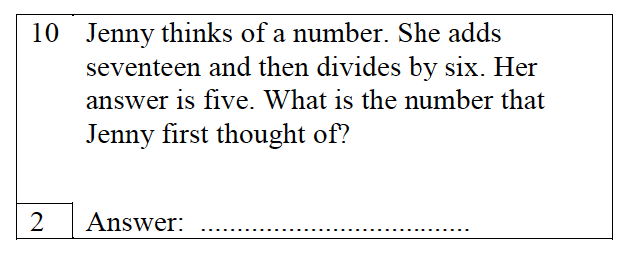 Trinity School - 10 Plus Maths Practice Paper Question 10