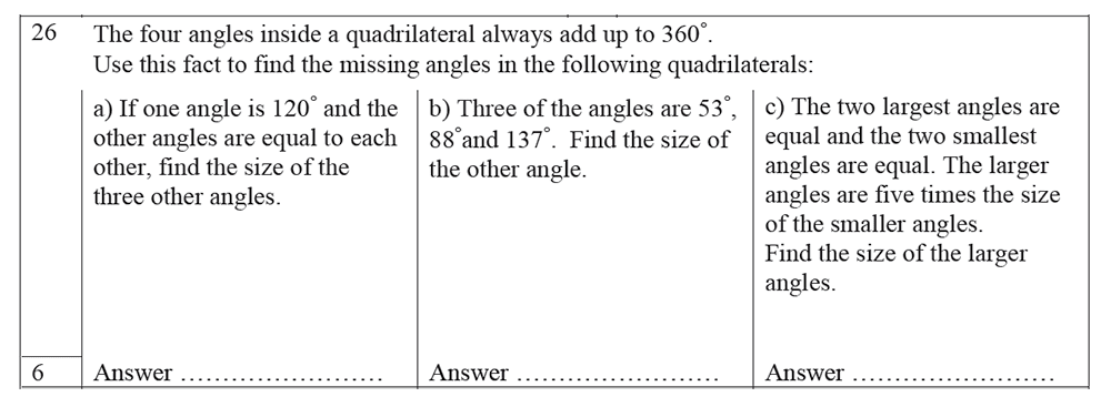 Trinity School - 10 Plus Maths Practice Paper Question 26