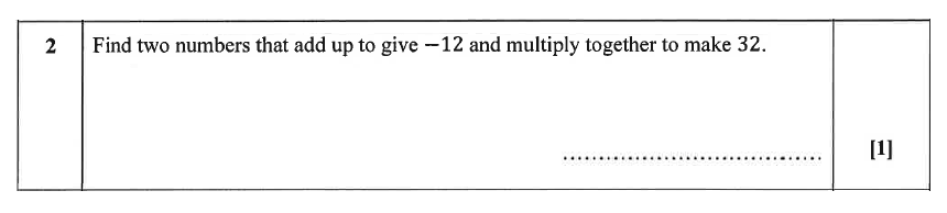 Christ's Hospital - Residential Assessment Year 9 Maths Question 02