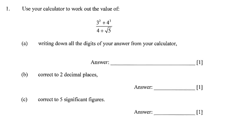 Dulwich College - Year 9 Maths Specimen Paper A Question 01