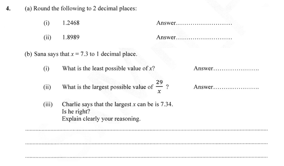 Forest School - 13 Plus Maths Sample Paper 2 Question 04