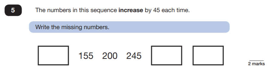 Question 05 Maths KS2 SATs Papers 2019 - Year 6 Practice Paper 2 Reasoning, Algebra, Patterns & Sequences