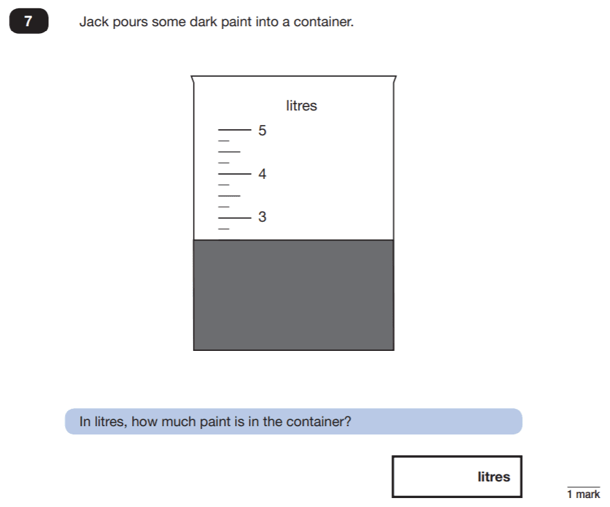 Question 07 Maths KS2 SATs Papers 2019 - Year 6 Past Paper 2 Reasoning, Measurement, Scale reading