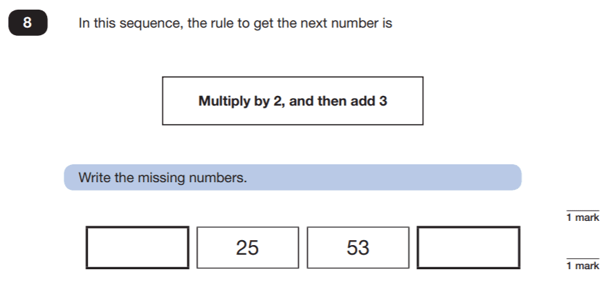 Question 08 Maths KS2 SATs Papers 2019 - Year 6 Practice Paper 2 Reasoning, Algebra, Patterns & Sequences