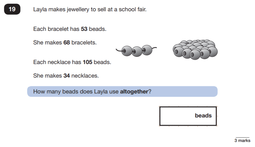Question 19 Maths KS2 SATs Papers 2019 - Year 6 Practice Paper 3 Reasoning, Numbers, Word Problems, Multiplication, Addition