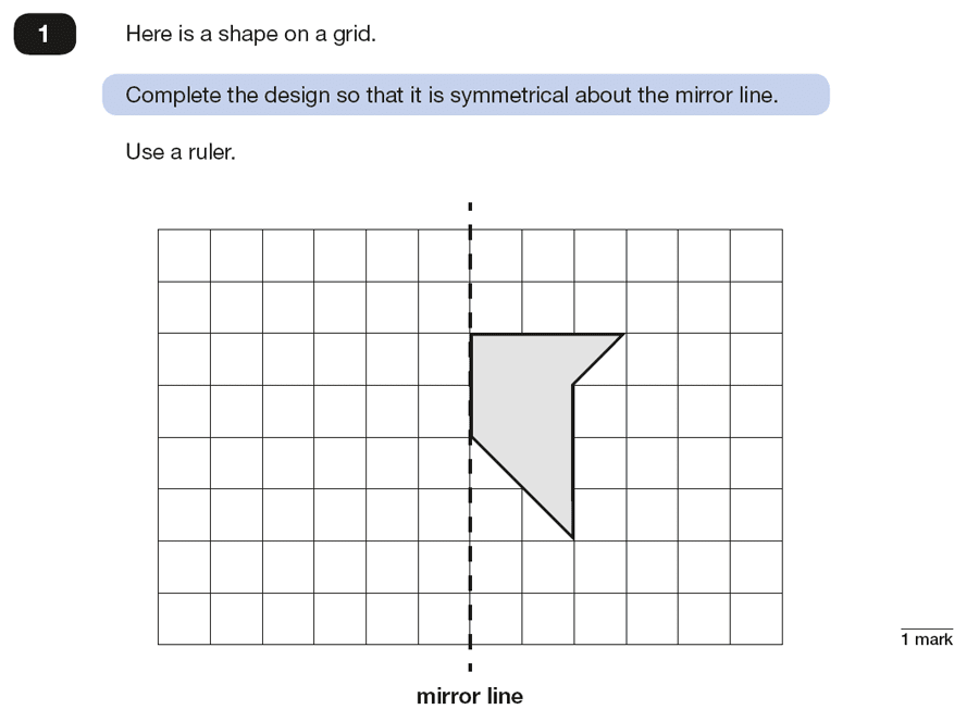 Qusetion 01 Maths KS2 SATs Papers 2018 - Year 6 Past Paper 2 Reasoning, Geometry, Reflection, Lines of Symmetry