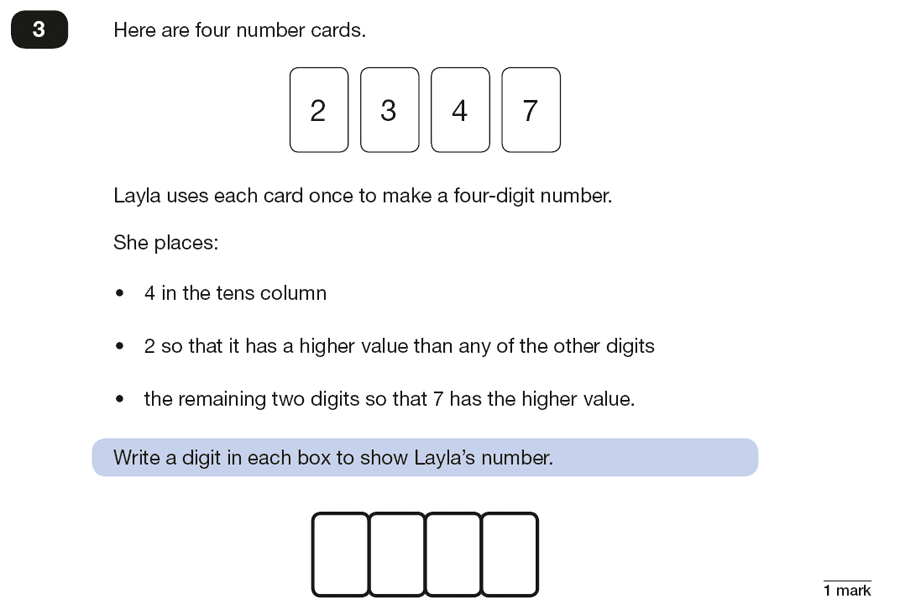Qusetion 03 Maths KS2 SATs Papers 2018 - Year 6 Practice Paper 3 Reasoning, Numbers, Word Problems, Place Value