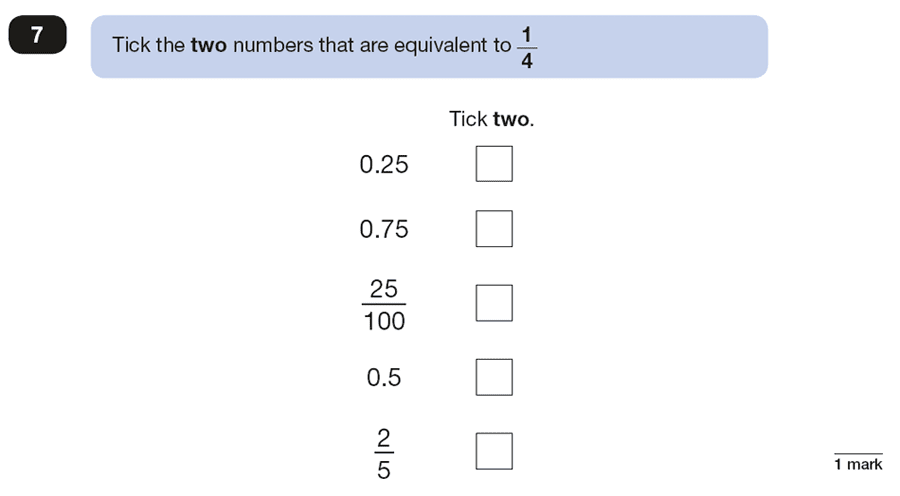 Qusetion 07 Maths KS2 SATs Papers 2018 - Year 6 Practice Paper 2 Reasoning, Numbers, Fractions, Decimals