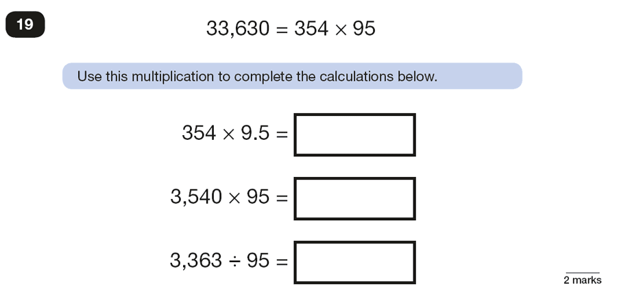 Qusetion 19 Maths KS2 SATs Papers 2018 - Year 6 Practice Paper 3 Reasoning, Numbers, Multiplication, Division, Decimal Manipulation