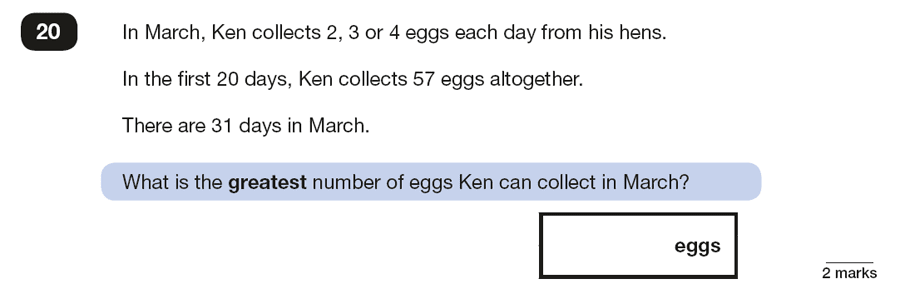 Qusetion 20 Maths KS2 SATs Papers 2018 - Year 6 Exam Paper 3 Reasoning, Numbers, Word Problems, Calendar, Logical Problems