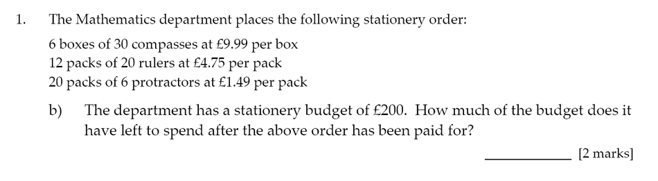 Sevenoaks School - Year 9 Maths Sample Paper 2017 Question 02