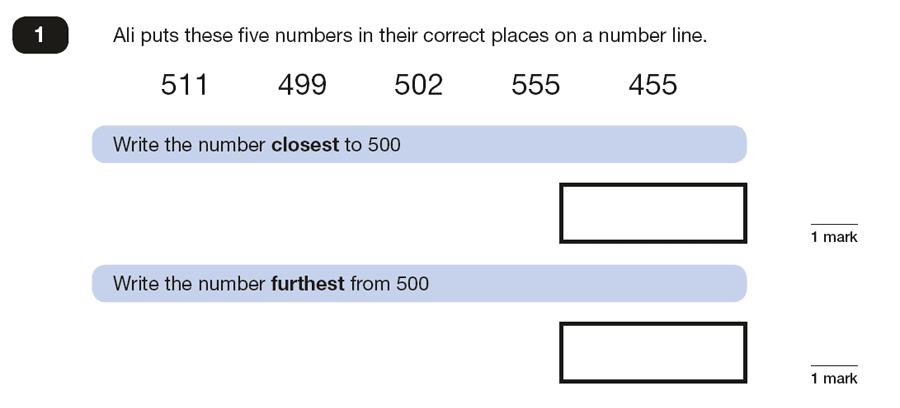 Question 01 Maths KS2 SATs Papers 2016 - Year 6 Past Paper 2 Reasoning, Numbers, Order and Compare Numbers